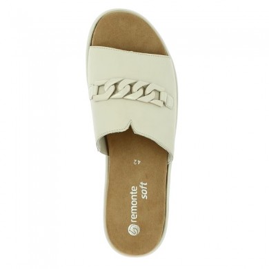 Claquette talon compensé beige clair femme grande pointure Remonte D1N51-60, vue dessus