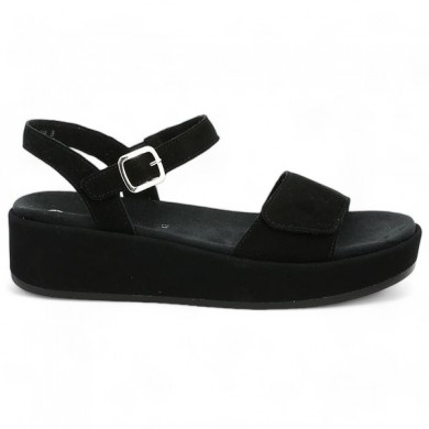 Barefoot wedge heel black velvet D1N50-00 Remonte 42, 43, 44, 45, side view