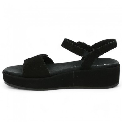 Sandale compensée grande pointure velours noir D1N50-00 Remonte Shoesissime, vue intérieure