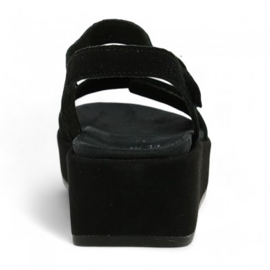 Platform sandal large size velvet black D1N50-00 Remonte Shoesissime, rear view