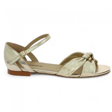 chic flat gold sandal 42, 43, 44, 45 women, side view