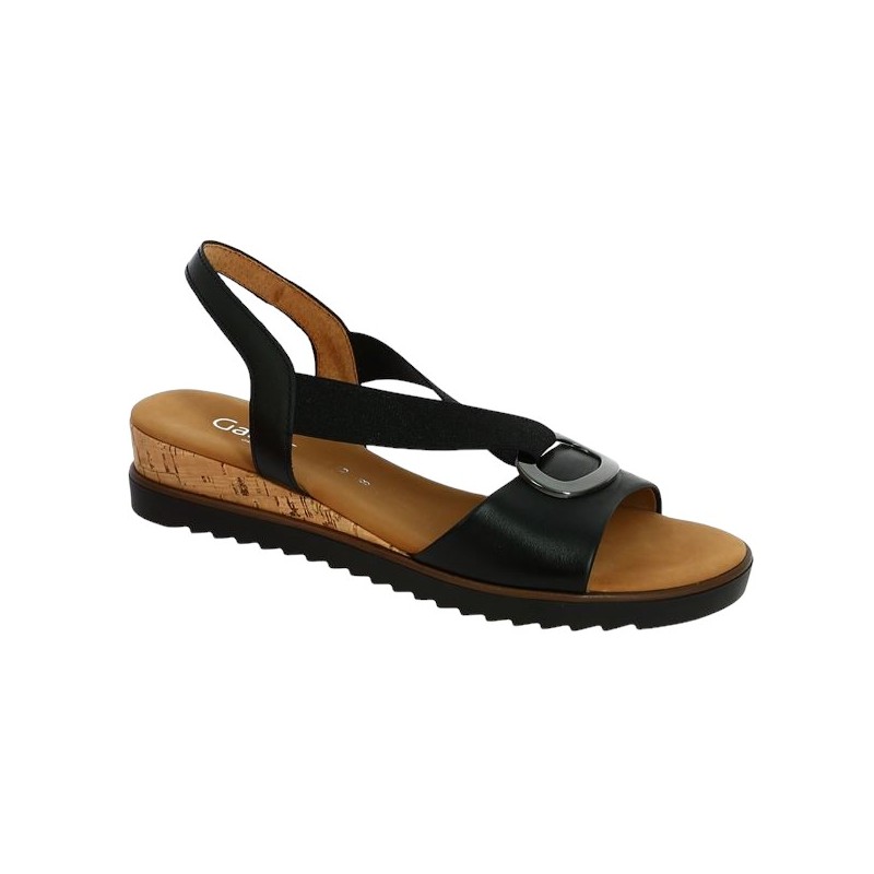 sandale noire bijoux élastique 8, 8.5, 9, 9.5 Gabor 42.753.57 Shoesissime, vue profil