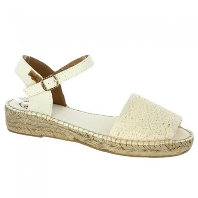 sandale plate espadrille crochet blanc cassé 42, 43, 44, 45 Toni Pons, vue profil