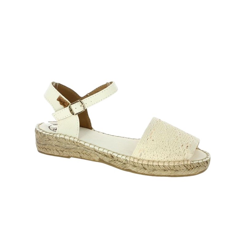 sandale plate espadrille crochet blanc cassé 42, 43, 44, 45 Toni Pons, vue profil