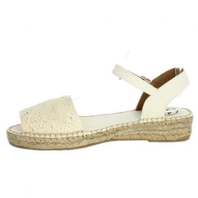 macramé sandal toni pons crochet white espadrille large size woman, inside view