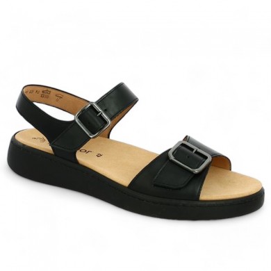 Gabor black sandal large adjustable size 43.710.27 Shoesissime, profile view