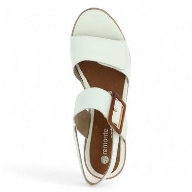 Sandale talon compensé blanc Remonte mode 42, 43, 44, 45 femme D1P50-80, vue dessus
