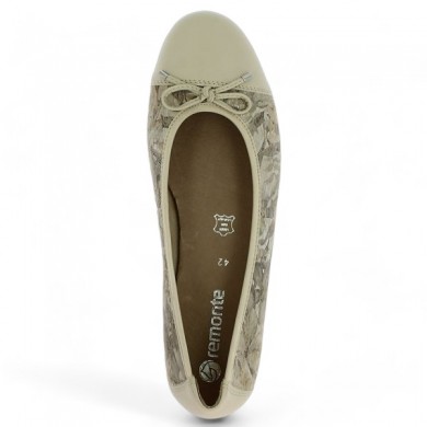 beige flat shoes floral pattern women 42, 43, 44, 45 Remonte D0K04-60, top view