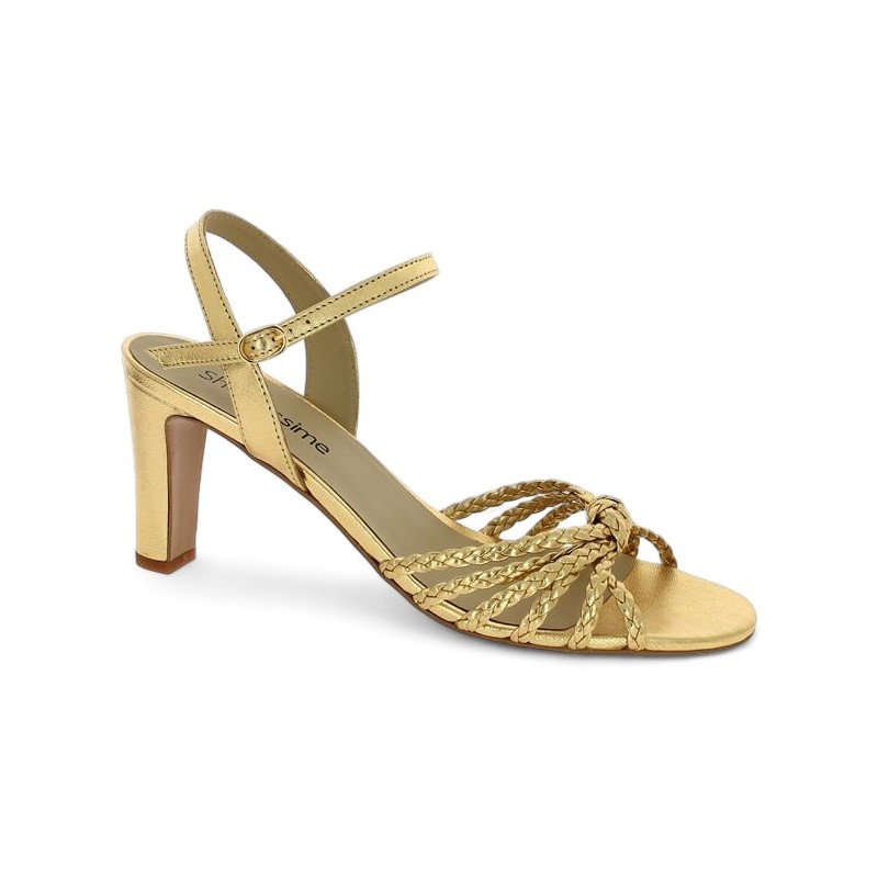 Tracey - Chic gold braided dress sandals - High heel sandals 42, 43, 44, 45 - Shoesissime