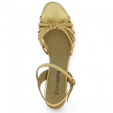 Tracey - Chic gold braided dress sandals - High heel sandals 42, 43, 44, 45 - Shoesissime