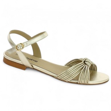 sandale dorée plate tendance femme grande taille Shoesissime, vue profil