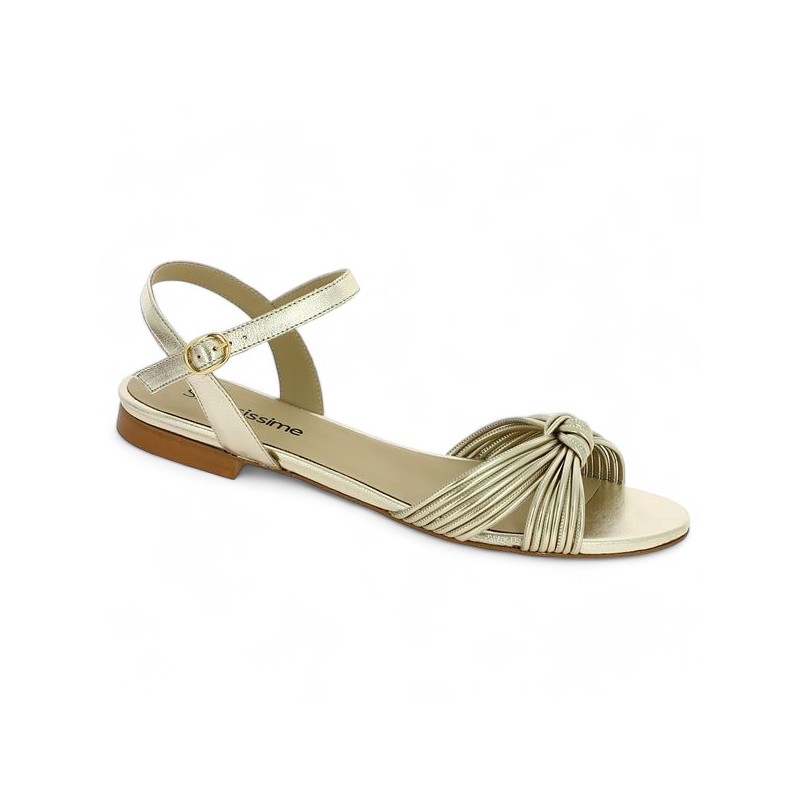 sandale dorée plate tendance femme grande taille Shoesissime, vue profil