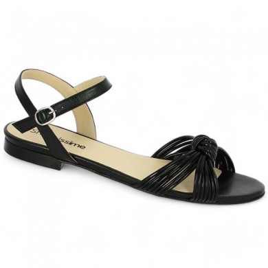Shoesissime trendy black flat sandals large size woman, profile view