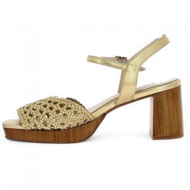sandale plateforme bois tendance 42, 43, 44, 45 femme tressée doré  Shoesissime, vue intérieure