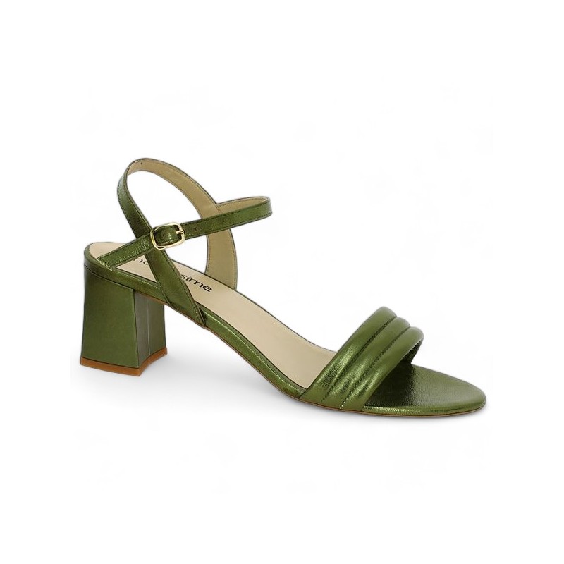 trendy metallic green sandals 42, 43, 44, 45 Shoesissime women, profile view