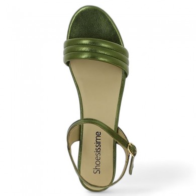 Shoesissime women's large size green quilted sandal, top view