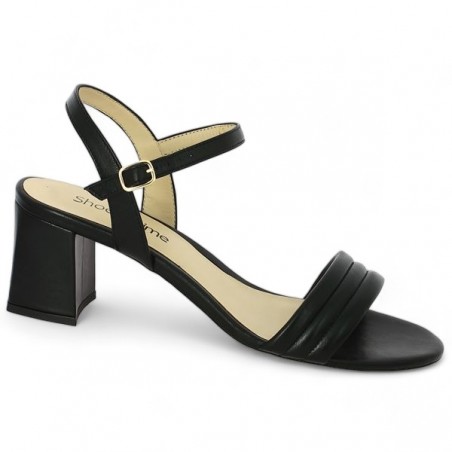 sandale cuir noir matelassée 42, 43, 44, 45 femme Shoesissime, vue profil sandale cuir noir matelassée 42, 43, 44, 45 femme Shoesissime, vue profil