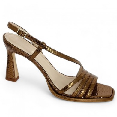sandale à talons marron bronze femme 42, 43, 44, 45 Shoesissime, vue profil