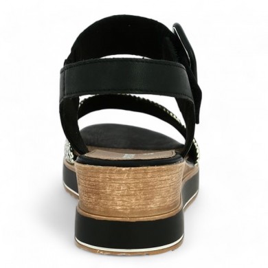 Sandale talon compensé 42, 43, 44, 45 femme noire Remonte D6453-01, vue arrière