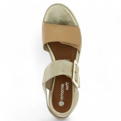 Sandale grande taille talon compensé beige et doré chaussures 42, 43, 44, 45 femme Shoesissime, vue dessus