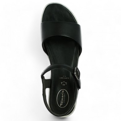 sandale tamaris confort talon compensée noir 43, 44, 45 femme Shoesissime, vue dessus