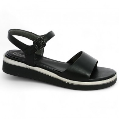 sandale compensée noire tamaris confort grande taille Shoesissime, vue profil