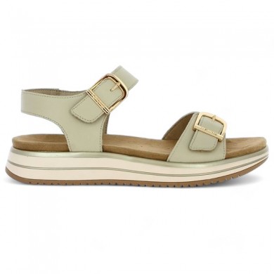 beige sandal with scratch adjustable straps Shoesissime large size, side view