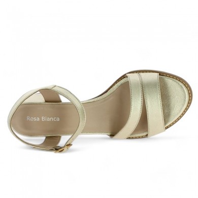 Shoesissime women's gold sandal with large heels, top view