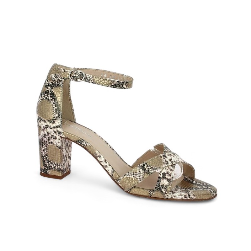 snake print sandal with 42, 43, 44, 45 Shoesissime heel, profile view