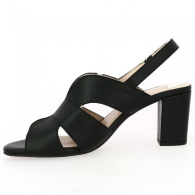 sandales cuir noir talon 7.5 cm stable 42, 43, 44, 45 femme Shoesissime, vue intérieure