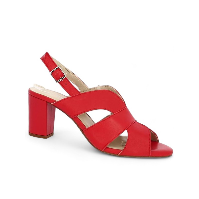 red leather sandal 42, 43, 44, 45 woman large size Shoesissime, profile view