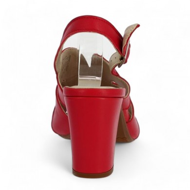 Paty - Nude-piedes cuir rouge à talon tendance - Chaussures 42, 43, 44, 45 femme - Shoesissime