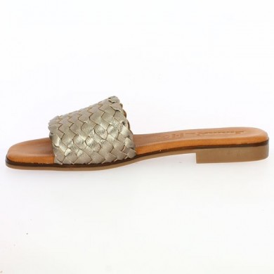 claquette braided bronze woman big size Shoesissime, inside view