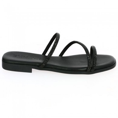sandale noire strass grande taille Shoesissime, vue coté