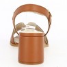 Stina - Nude-piedes cuir camel - Sandals with large heels - Shoesissime