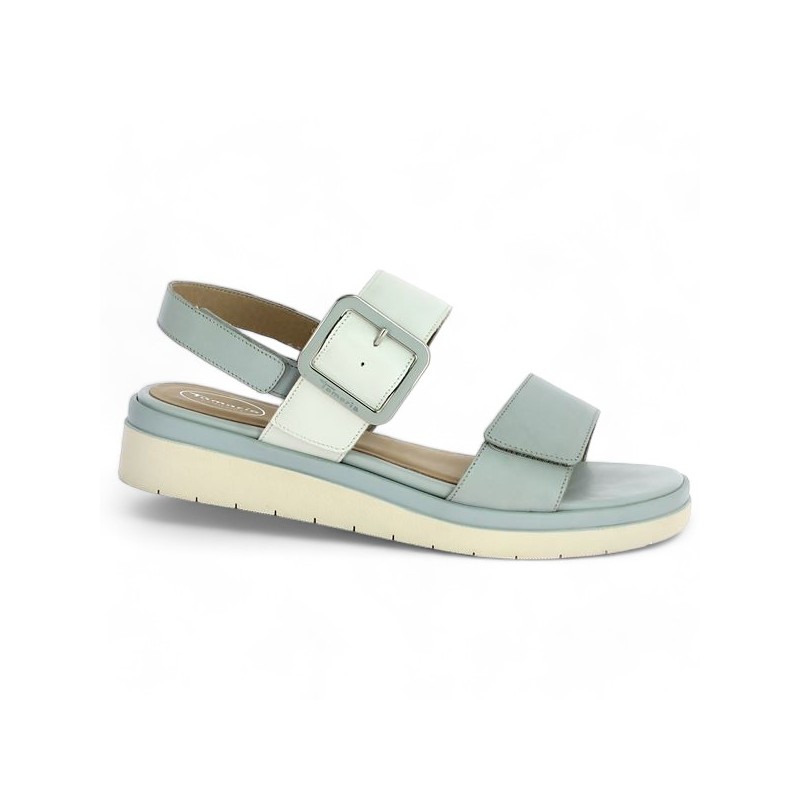 Melody - Nude-pieds blanc et bleu - Sandale Compensée 43, 44, 45 femme - Shoesissime