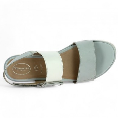 Melody - Nude-pieds blanc et bleu - Sandale Compensée 43, 44, 45 femme - Shoesissime