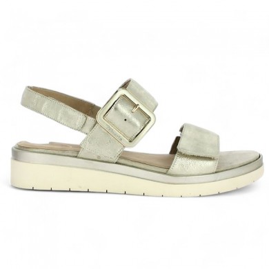Mélody - Gold sandal with velcro strap - Tamaris Confort grande size - Shoesissime