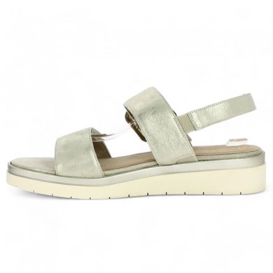 Mélody - Gold sandal with velcro strap - Tamaris Confort grande size - Shoesissime