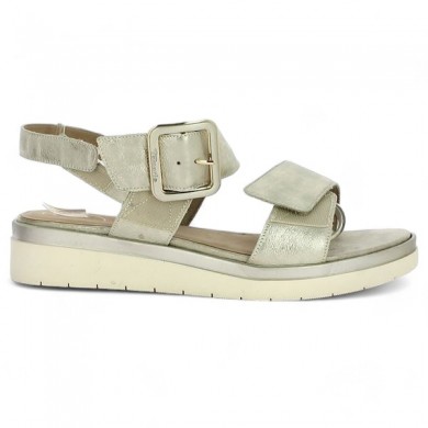 Mélody - Gold sandal with velcro strap - Tamaris Confort grande size - Shoesissime