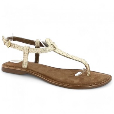 women's large size golden flip-flop, profile view
