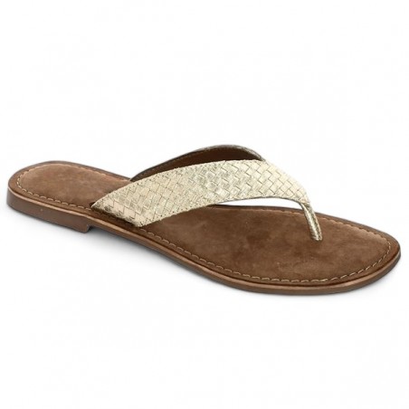 Tong dorée grande pointure femme Shoesissime, vue profil Tong dorée grande pointure femme Shoesissime, vue profil