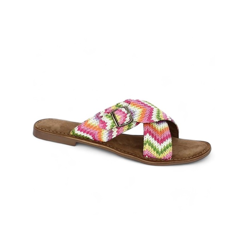 mule raphia multicolore 42, 43, 44, 45 femme Shoesissime, vue profil