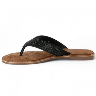 tong grande pointure strass noire femme Shoesissime, vue intérieure