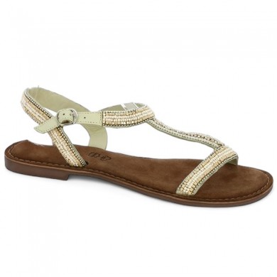 sandale grande taille beige écru femme Shoesissime, vue profil