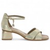 Remonte women's large gold ankle strap sandal with heels, side view