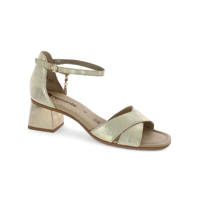 Remonte gold sandal 42, 43, 44, 45 women heel, profile view