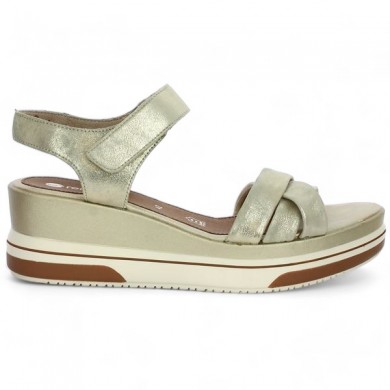 Gold wedge sandal large size D1P51-90 Remonte, side view