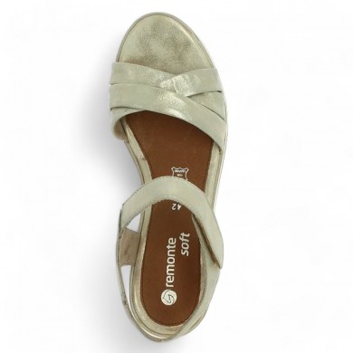 Gold wedge heel nude shoes large size D1P51-90 Remonte, top view