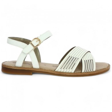 Sandale blanche plate 42, 43, 44, 45 femme Shoesissime, vue coté
